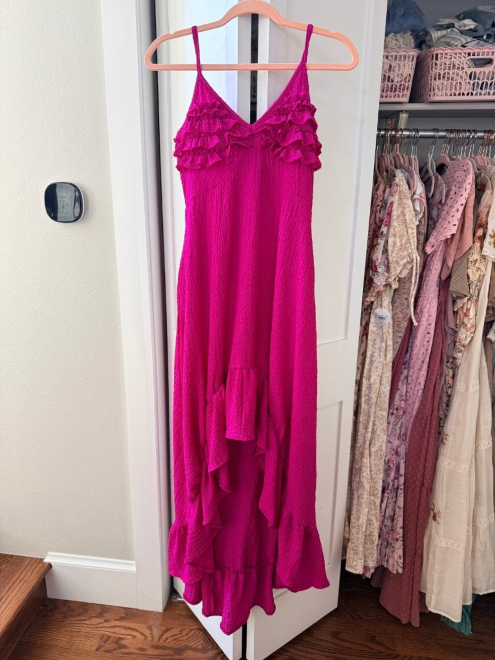 Joyfolie Rumi Dress Berry Ruffle Midi - Size S